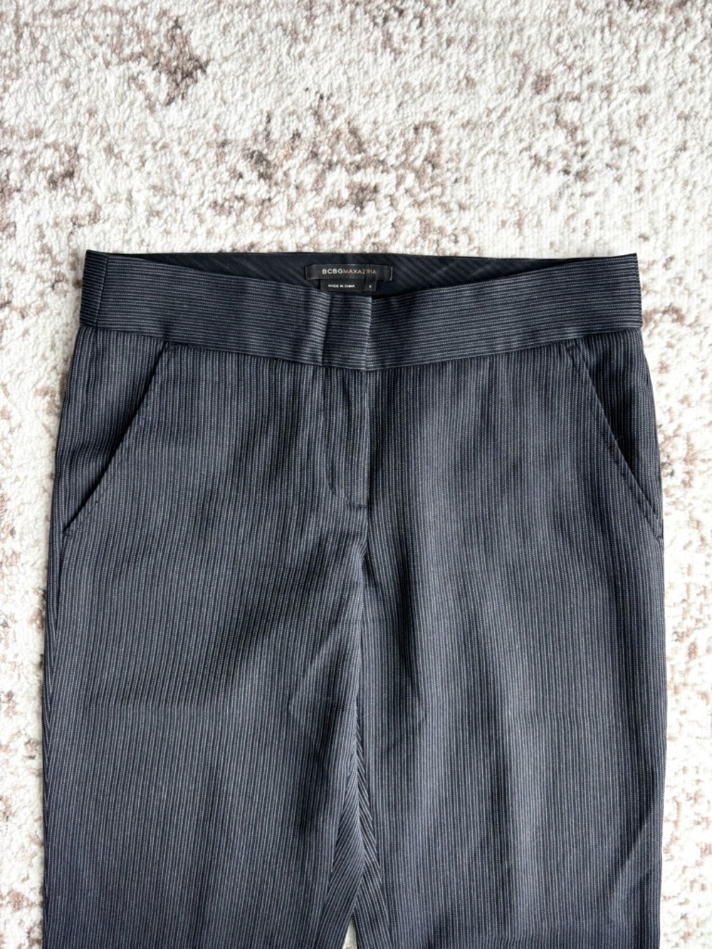 BCBGMAXAZRIA 90s Low-rise Pinstripe Wool-blend Flare Trousers - Picture 3 of 8